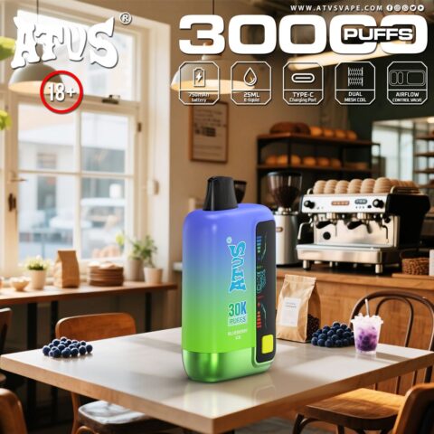 DE026 Vape jetable 30000 bouffées avec écran d'affichage LED et débit d'air réglable ATVS Vape