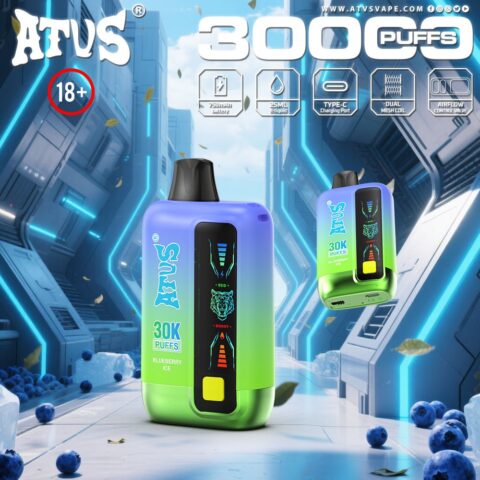 DE026 Vape jetable 30000 bouffées avec écran d'affichage LED et débit d'air réglable ATVS Vape