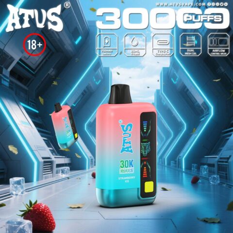 DE026 Vape jetable 30000 bouffées avec écran d'affichage LED et débit d'air réglable ATVS Vape