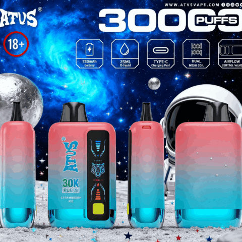DE026 Vape jetable 30000 bouffées avec écran d'affichage LED et débit d'air réglable ATVS Vape
