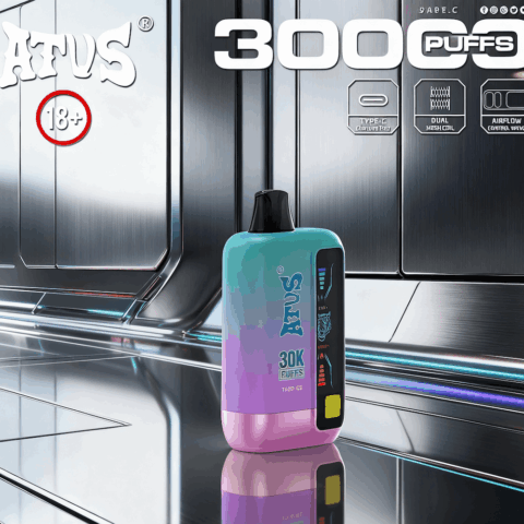 DE026 Vape jetable 30000 bouffées avec écran d'affichage LED et débit d'air réglable ATVS Vape