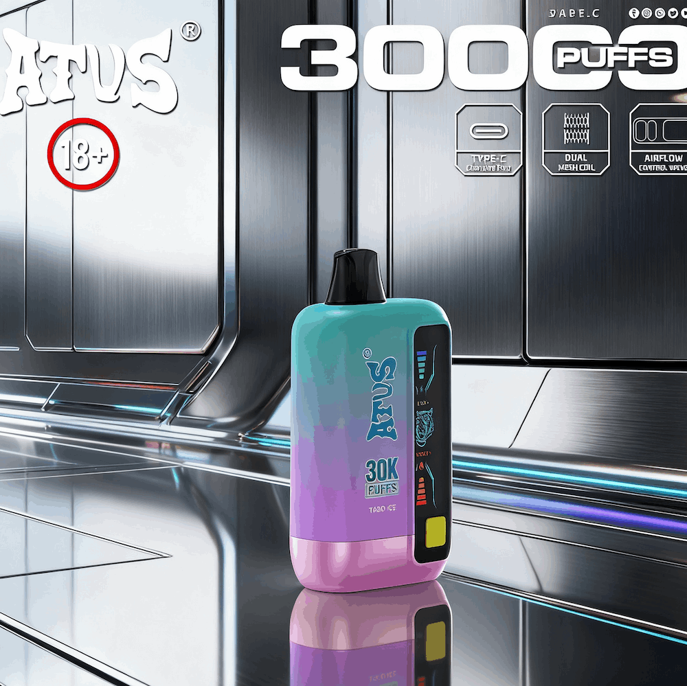 DE026 Vape jetable 30000 bouffées avec écran d'affichage LED et débit d'air réglable ATVS Vape