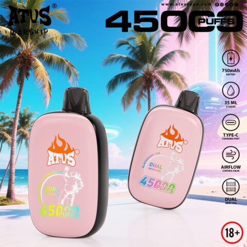 DE027 Vape jetable 45000 bouffées avec écran complet rechargeable et flux d'air réglable ATVS Vape