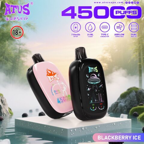 DE027 Vape jetable 45000 bouffées avec écran complet rechargeable et flux d'air réglable ATVS Vape