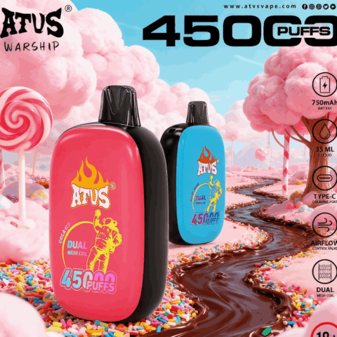 DE027 Vape jetable 45000 bouffées avec écran complet rechargeable et flux d'air réglable ATVS Vape