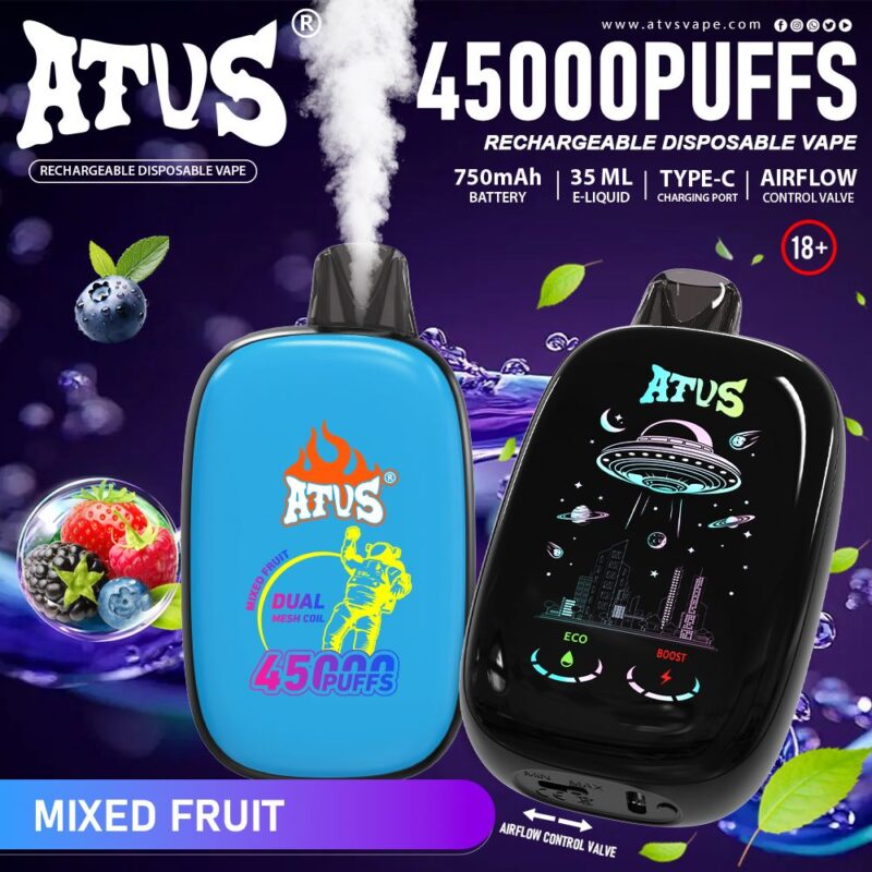 Vape jetable 45000 bouffées avec plein écran Marché de l&rsquo;UE Pakistan LOGO personnalisé Atvs Atus vape 45K shenzhen vape vape jetable