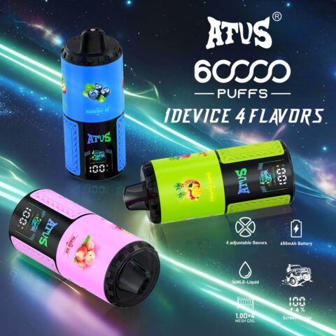 DE030 60000 Puffs Vape jetable avec écran intelligent et charge rapide saveur reglable ATVS Vape