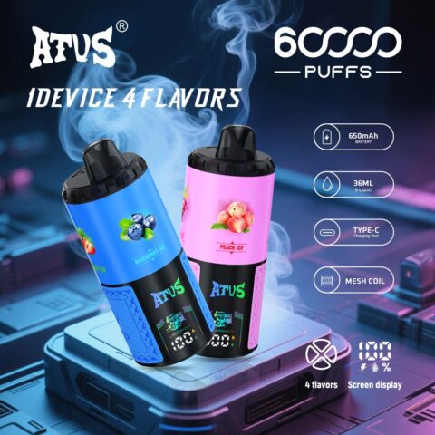 DE030 60000 Puffs Vape jetable avec écran intelligent et charge rapide saveur reglable ATVS Vape