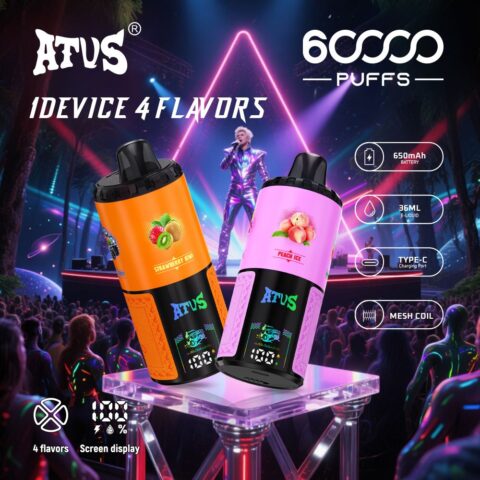 DE030 60000 Puffs Vape jetable avec écran intelligent et charge rapide saveur reglable ATVS Vape