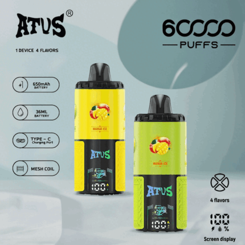 DE030 60000 Puffs Vape jetable avec écran intelligent et charge rapide saveur reglable ATVS Vape