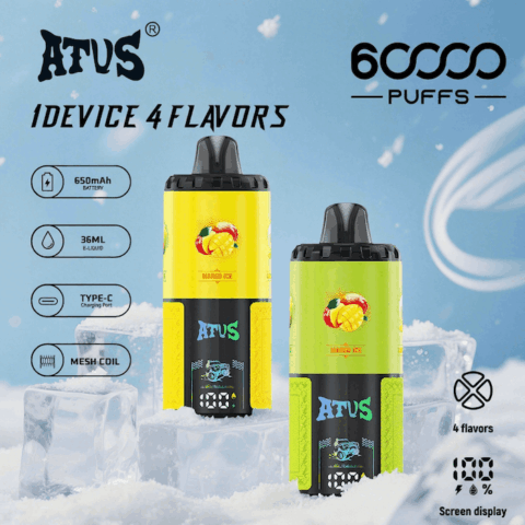DE030 60000 Puffs Vape jetable avec écran intelligent et charge rapide saveur reglable ATVS Vape
