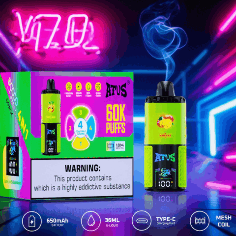 DE030 60000 Puffs Vape jetable avec écran intelligent et charge rapide saveur reglable ATVS Vape