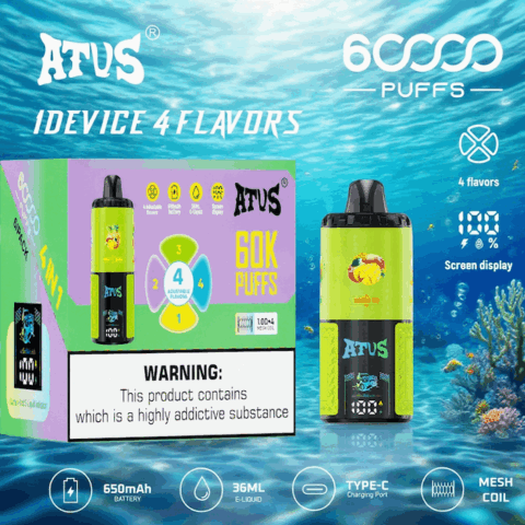 DE030 60000 Puffs Vape jetable avec écran intelligent et charge rapide saveur reglable ATVS Vape