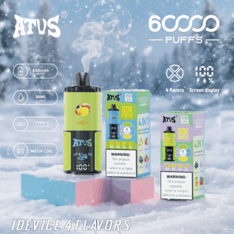 DE030 60000 Puffs Vape jetable avec écran intelligent et charge rapide saveur reglable ATVS Vape