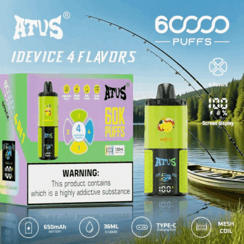 DE030 60000 Puffs Vape jetable avec écran intelligent et charge rapide saveur reglable ATVS Vape