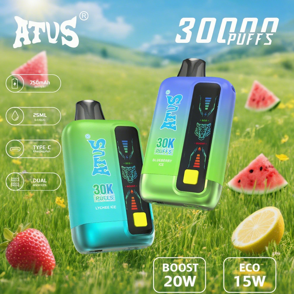 DE030 60000 Puffs Vape jetable avec écran intelligent et charge rapide saveur reglable ATVS Vape
