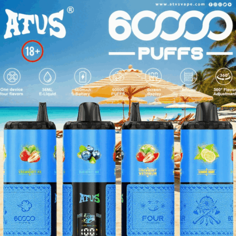 DE030 60000 Puffs Vape jetable avec écran intelligent et charge rapide saveur reglable ATVS Vape