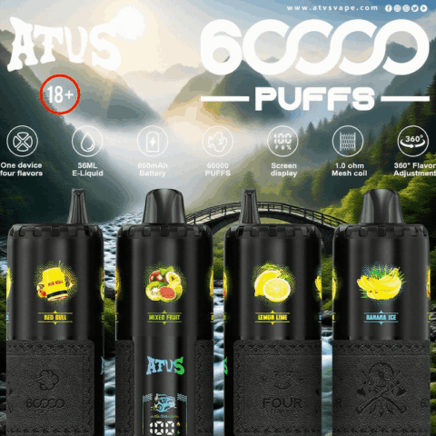 DE030 60000 Puffs Vape jetable avec écran intelligent et charge rapide saveur reglable ATVS Vape