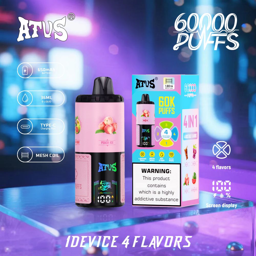 DE030 60000 Puffs Vape jetable avec écran intelligent et charge rapide saveur reglable ATVS Vape
