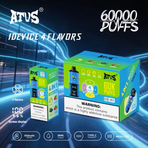 DE030 60000 Puffs Vape jetable avec écran intelligent et charge rapide saveur reglable ATVS Vape