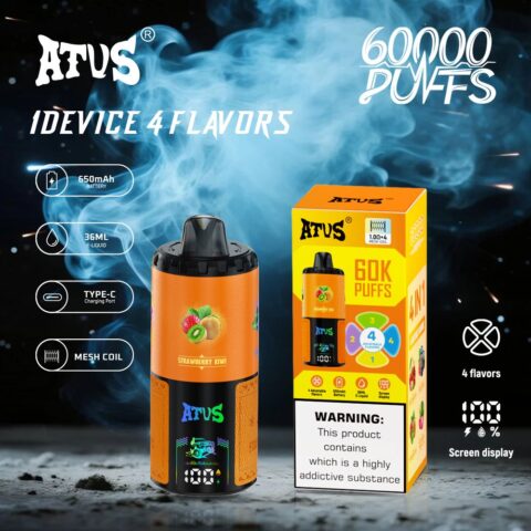DE030 60000 Puffs Vape jetable avec écran intelligent et charge rapide saveur reglable ATVS Vape