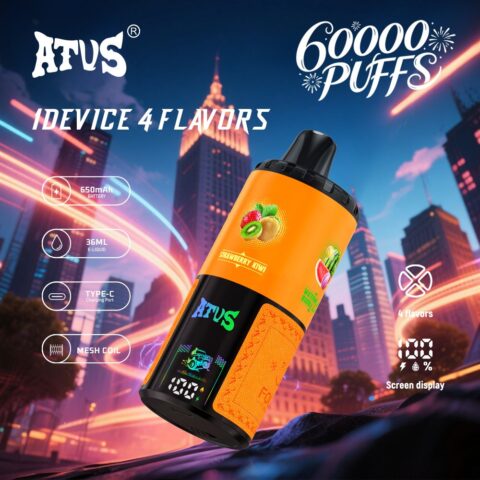 DE030 60000 Puffs Vape jetable avec écran intelligent et charge rapide saveur reglable ATVS Vape