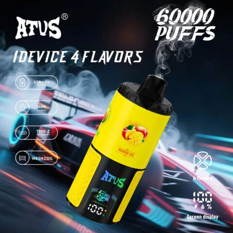 DE030 60000 Puffs Vape jetable avec écran intelligent et charge rapide saveur reglable ATVS Vape