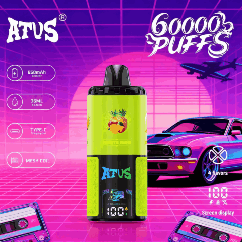 DE030 60000 Puffs Vape jetable avec écran intelligent et charge rapide saveur reglable ATVS Vape