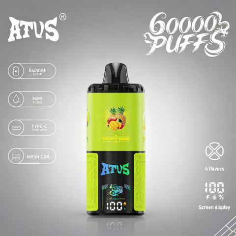 DE030 60000 Puffs Vape jetable avec écran intelligent et charge rapide saveur reglable ATVS Vape