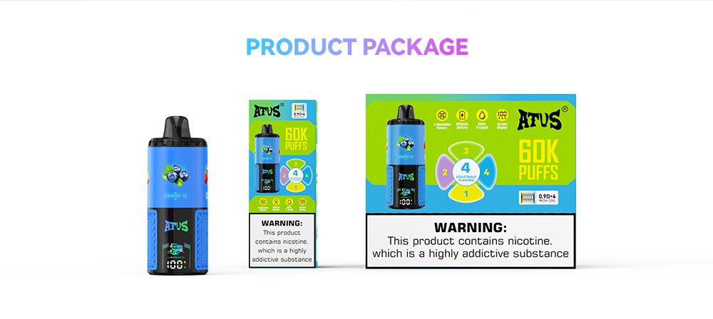 DE030 60000 Puffs Vape jetable avec écran intelligent et charge rapide saveur reglable ATVS Vape