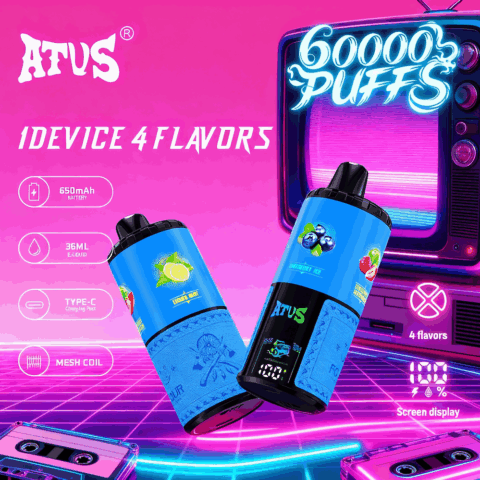 DE030 60000 Puffs Vape jetable avec écran intelligent et charge rapide saveur reglable ATVS Vape