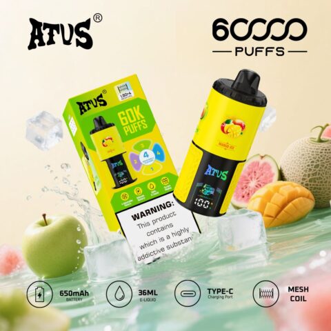 DE030 60000 Puffs Vape jetable avec écran intelligent et charge rapide saveur reglable ATVS Vape