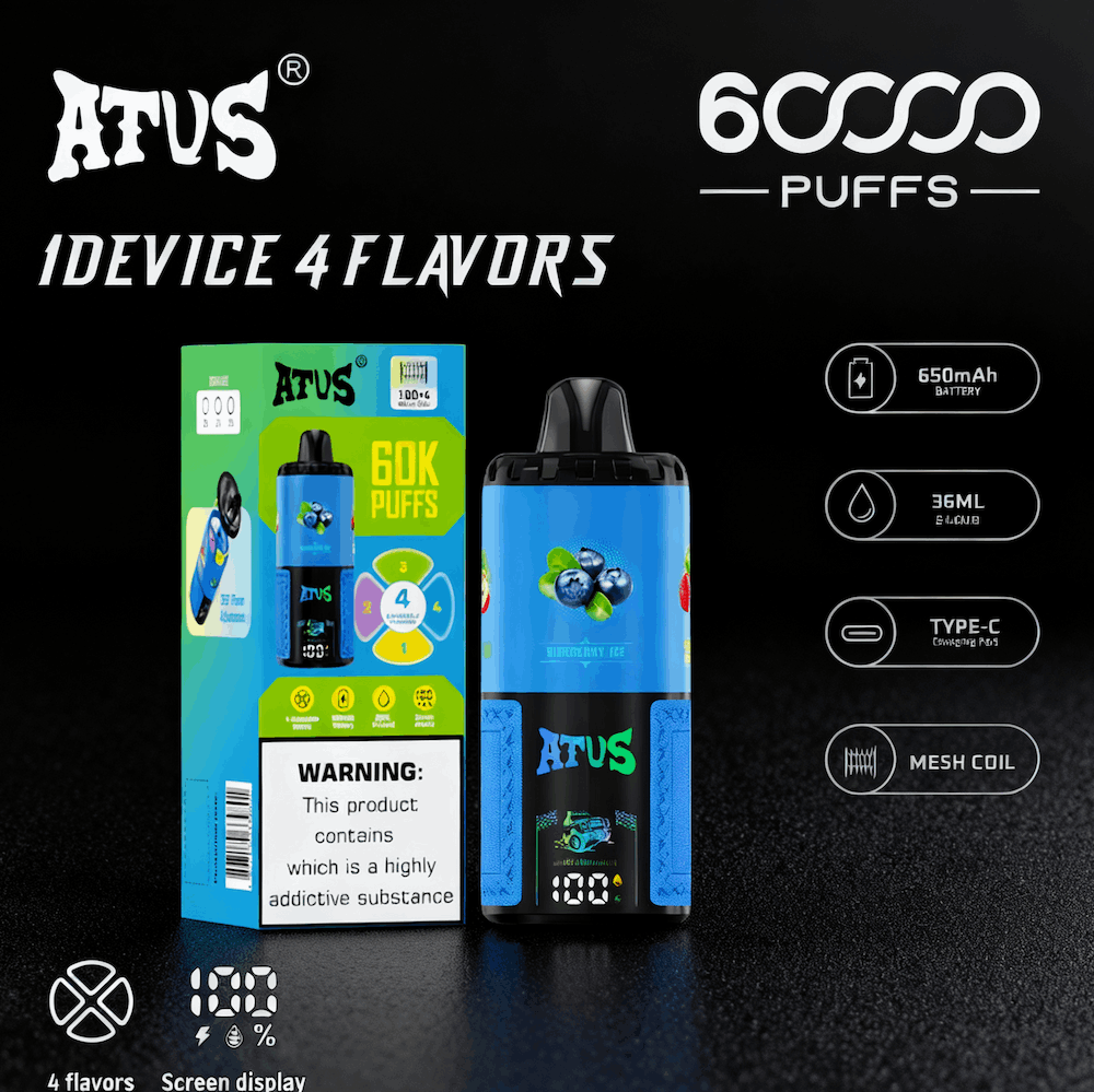 DE030 60000 Puffs Vape jetable avec écran intelligent et charge rapide saveur reglable ATVS Vape