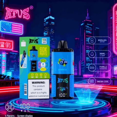 DE030 60000 Puffs Vape jetable avec écran intelligent et charge rapide saveur reglable ATVS Vape