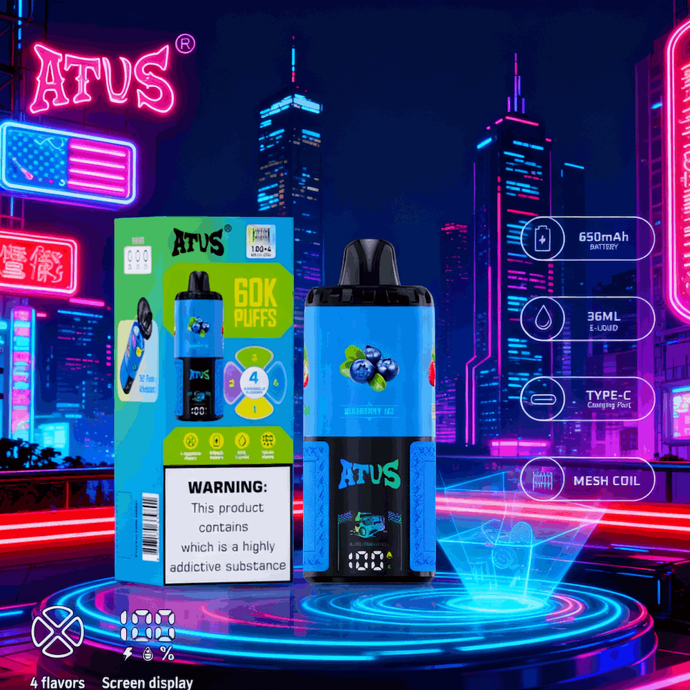 DE030 60000 Puffs Vape jetable avec écran intelligent et charge rapide saveur reglable ATVS Vape