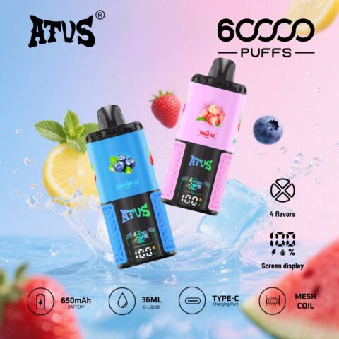 DE030 60000 Puffs Vape jetable avec écran intelligent et charge rapide saveur reglable ATVS Vape